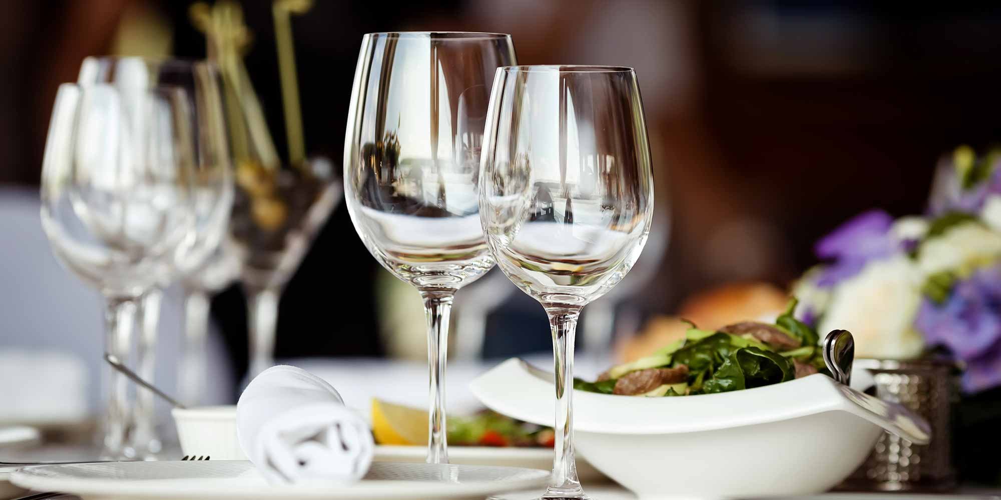 Champagne Glasses on Table